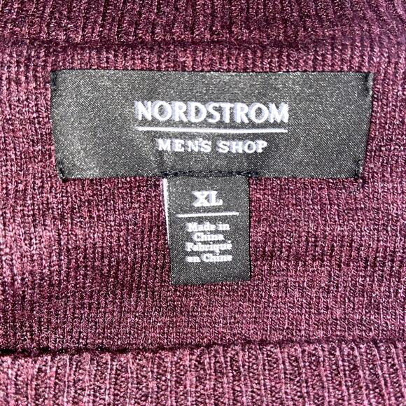 Nordstrom Sweater Mens XL Men's Shop Wool Blend Crewneck  Burgundy Birdseye  NEW - Picture 3 of 6